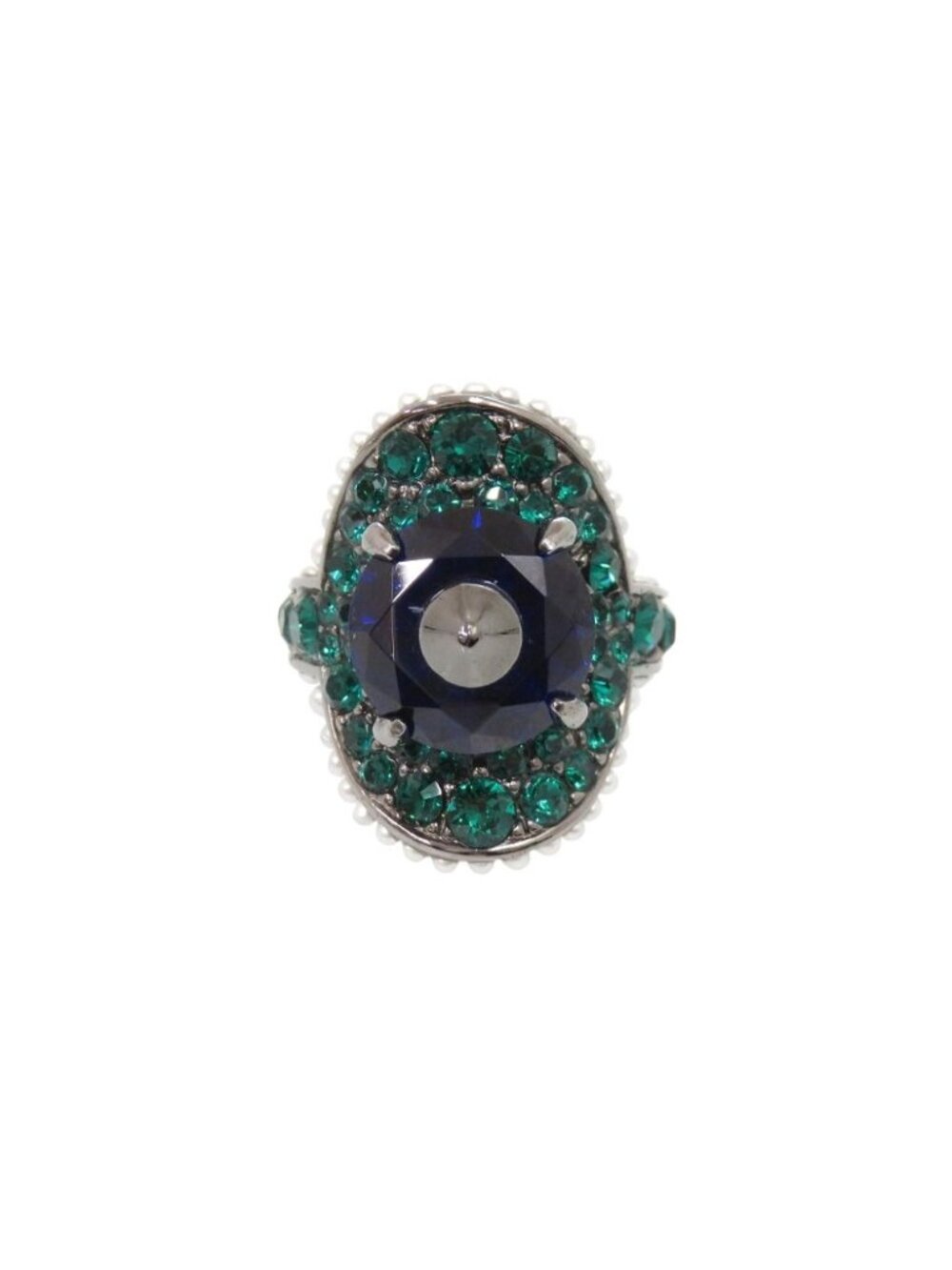 Gucci Metal Stone Rhinestone Faux Pearl Ring Multicolor
